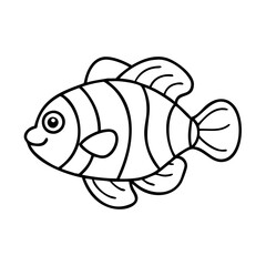 Adorable Cartoon Clownfish Coloring Page Illustration for Kids