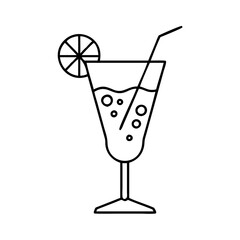Refreshing Summer Cocktail with Lemon Slice and Straw in Elegant Glass