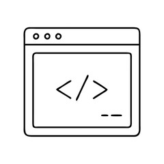 Webpage Displaying Code in Browser Window Simple Line Art Illustration