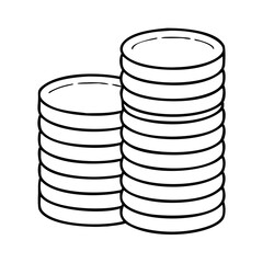 Two Stacks of Coins Illustration Simple Line Drawing of Money Savings Wealth