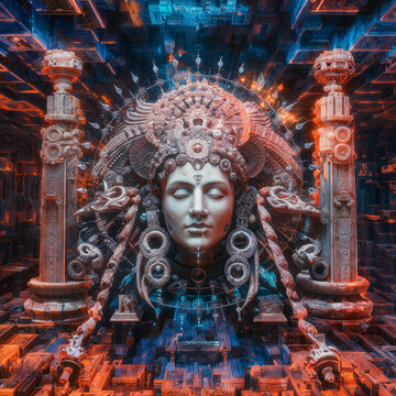 psychedelic hindu god statue