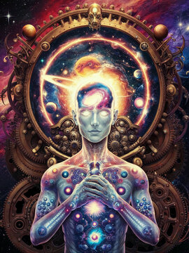 psychedelic buddha statue in the sun