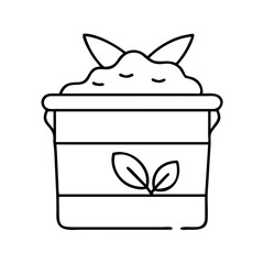 A bucket of soil with sprouting plants a gardening illustration