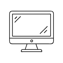 Simple Line Drawing of a Desktop Computer Monitor Screen Display