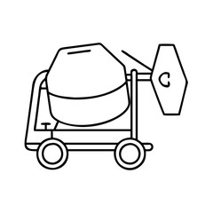 Portable Cement Mixer Machine Construction Equipment Illustration