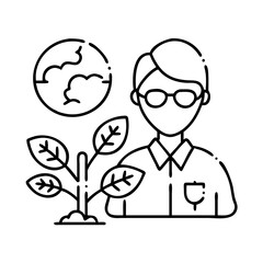 Environmental Scientist Protecting Planet Earth with Growing Plant