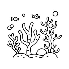 Obraz premium Underwater Scene with Coral Reef and Small Fish Illustration