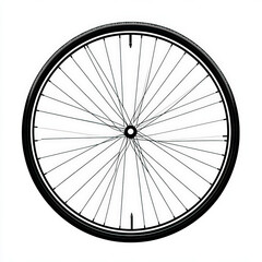 Fototapeta premium bicycle wheel silhouette , black and white illustration isolated on white background