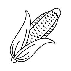 A Simple Line Drawing of an Ear of Corn with Husk