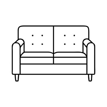 recommend clip art: Simple Line Drawing of a Modern Two Seater Sofa Couch for Living Room Furniture