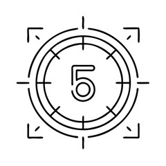 Number Five in a Target Sight Graphic Design Element Countdown Timer