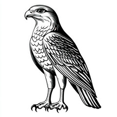 Fototapeta premium falcon silhouette , black and white illustration isolated on white background