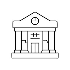 Classical Style Building Architectural Line Art Illustration Design