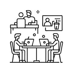 Teamwork Collaboration in Modern Office Setting with Remote Workers and Video Conference