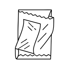 A Hand Drawn Illustration of an Opened Sachet Packet of Food or Drink