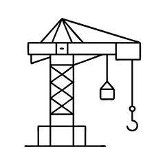 Simple Line Drawing of a Construction Crane Tower Lifting Equipment
