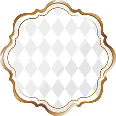 高級感のあるダイヤ模様のフレーム　ホワイト＆ゴールド