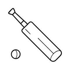 Cricket Bat and Ball Line Art Illustration Graphic Design Element
