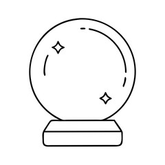 Line Drawing of a Crystal Ball on a Stand with Sparkling Effects