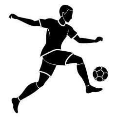 Naklejka premium soccer player kicking ball vector art silhouette