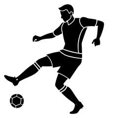 Naklejka premium soccer player kicking ball vector art silhouette