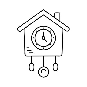 recommend clip art: Adorable Black and White Cuckoo Clock Illustration Home Decor Timepiece Design