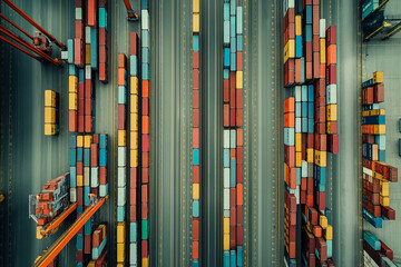 Obraz premium Seamless network of global logistics transportation system with containers moving across the world