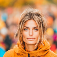 Retrato de mujer en la ciudad en oto&ntilde;o