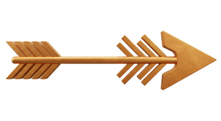 Isolated Golden Arrow with Feathers