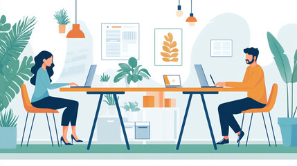 Fototapeta premium Remote work allows employees to stay productive from anywhere in the world.