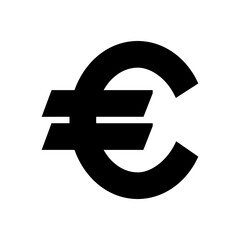 Illustration of a black euro symbol with two horizontal lines on a white background design. Euro vector icon