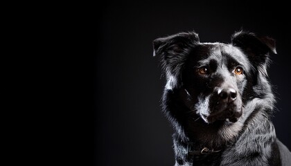 minimalist dark mode pet emotional depth and cinematic lighting revealing intimate canine connection in high contrast studio portrait