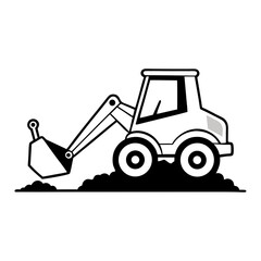 excavator on white background