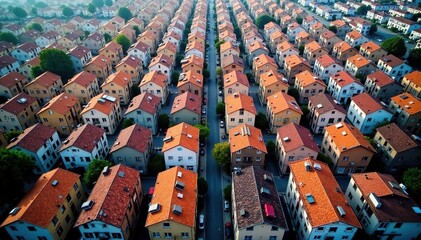 Geometrically arranged building rooftops form a city grid , metal, skyline