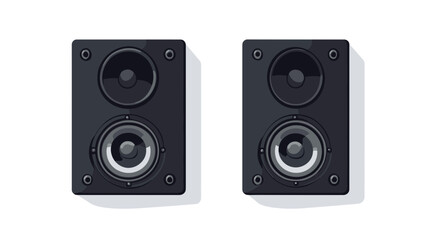 Fototapeta premium Pair of Black Rectangular Speakers on White Background