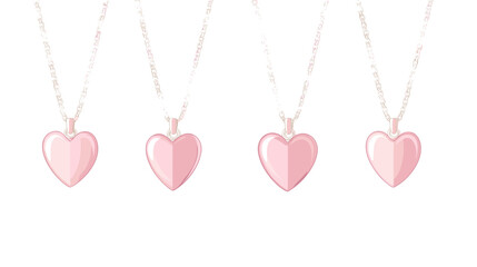 Pink Heart Necklaces Hanging on Chains Illustration