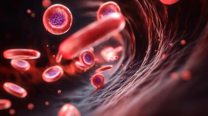 animation of blood cell flow in the artery - Powered by Adobe