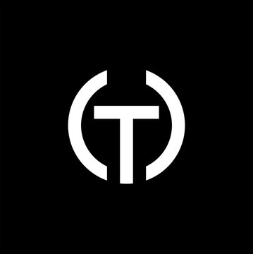 T letter logo design on black background.