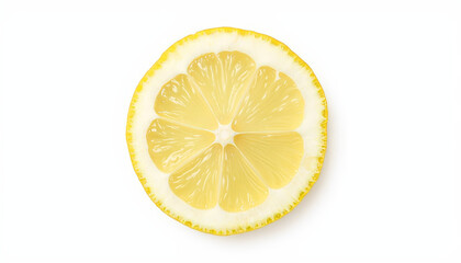 Minimalistic lemon slice isolated on white background, freshness concept