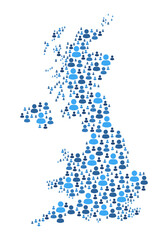 United Kingdom map made of people symbol on white background