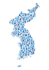 South Korea and North Korea map made of people symbol on white background