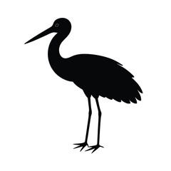 Stork Silhouette Vector Art Design and Black and White Stork Bird Vector Illustration