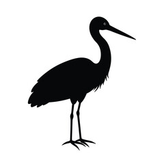 Stork Silhouette Vector Art Design and Black and White Stork Bird Vector Illustration