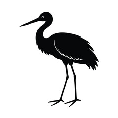 Stork Silhouette Vector Art Design and Black and White Stork Bird Vector Illustration