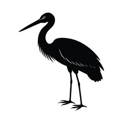 Stork Silhouette Vector Art Design and Black and White Stork Bird Vector Illustration