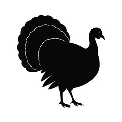 Turkey Silhouette Vector Art Design | Black and White Turkey Bird Vector Illustration