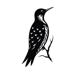 Treecreeper Silhouette Vector Art – Black and White Bird Illustration Design