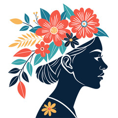 flower crown silhouette vector illustration