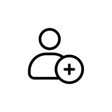 person with plus icon. representing adding user, creating a new account, or adding a contact