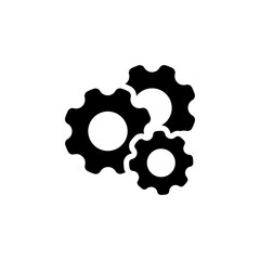 three interlocked gears icon. Symbolizes process, mechanism, engineering, teamwork, and efficiency. Suitable for design elements, website icons, and apps